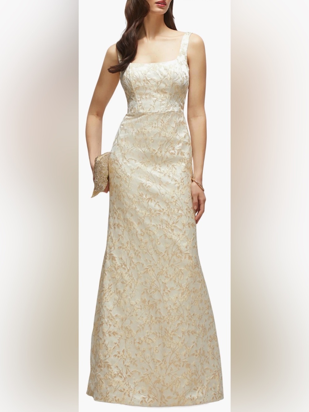 NEW DESSY COLLECTION Bettina Metallic Brocade Trumpet Gown Sz 2